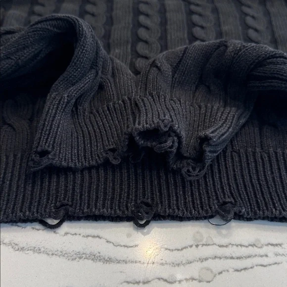 KatieJNYC Girls Washed Cable Sweater Black Size M - Picture 5 of 10